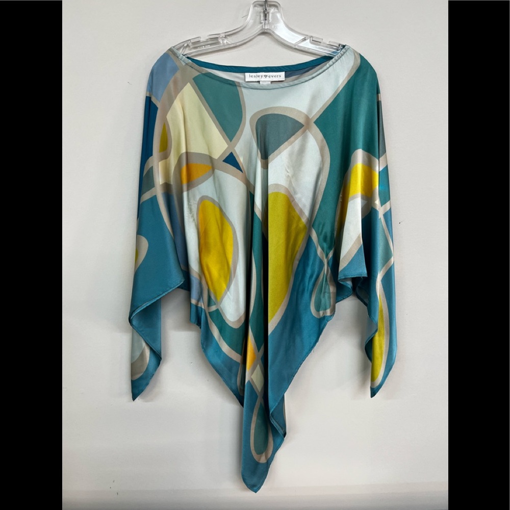 Lesley Evers Multicolor Patterned Size Large Silk Shawl